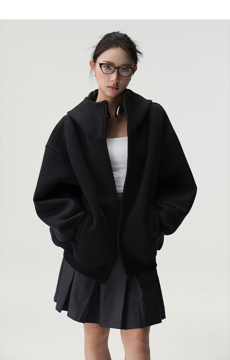Bluescola 420g Heavyweight Hooded Cardigan Sweatshirt for Women with High-End Feel, Oversized Air Hoodie, Thick Sports Jacket