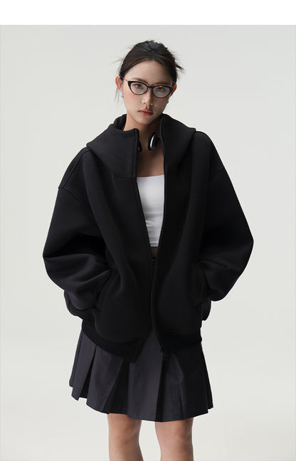 Bluescola 420g Heavyweight Hooded Cardigan Sweatshirt for Women with High-End Feel, Oversized Air Hoodie, Thick Sports Jacket