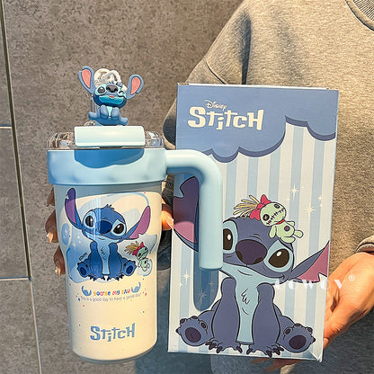 Stitch Insulated Cup with Straw, Ice Cup, Coffee Milk Large Capacity, High Aesthetic Portable Office Car Cup