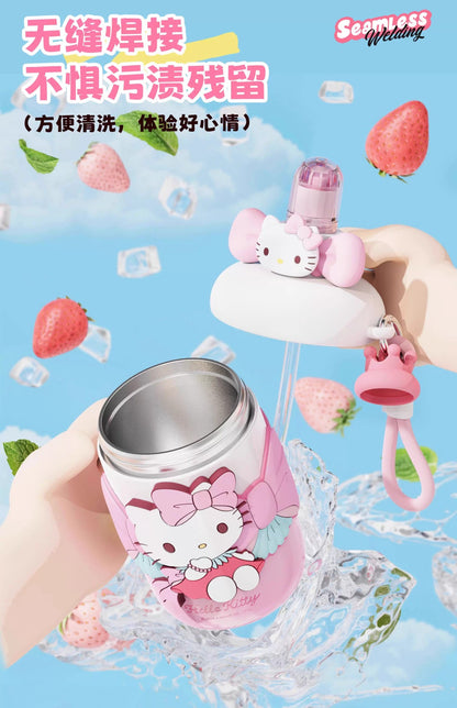 Aikes Sanrio Insulated Cup Kuromi Large Capacity Water Bottle Portable Straw Cup High-Value Gift for Girls