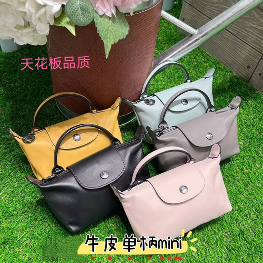 New Longchamp Xtra Mini Dumpling Bag Cowhide Shoulder Crossbody Bag Women's Bag mini Handheld Crossbody Dumpling Bag