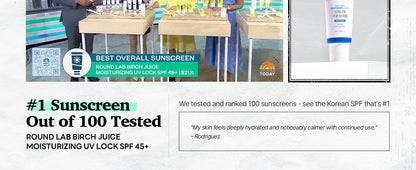 ROUND LAB Birch Juice Moisturizing UV LOCK SPF 45 | NBC No1 SPF, Glow Sunscreen for Daily Skincare, Non-toxic, UV Protection, Lightweight, Oil-Free, Organic, Korean Sunscreen (1.69 Fl Oz)