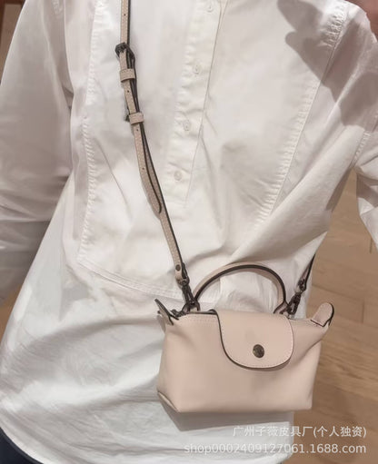 New Longchamp Xtra Mini Dumpling Bag Cowhide Shoulder Crossbody Bag Women's Bag mini Handheld Crossbody Dumpling Bag