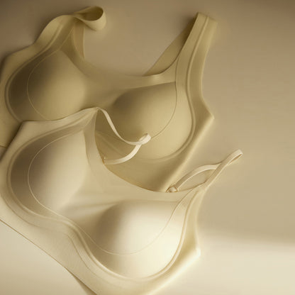 Cerotich Foundation Liquid Underwear Seamless Push-Up Bra for Women Thin Wide Straps Side Breast Collection Jelly Fixed Cup Bra