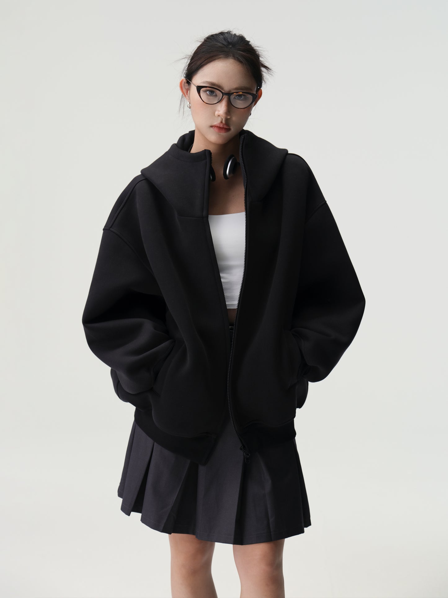 Bluescola 420g Heavyweight Hooded Cardigan Sweatshirt for Women with High-End Feel, Oversized Air Hoodie, Thick Sports Jacket