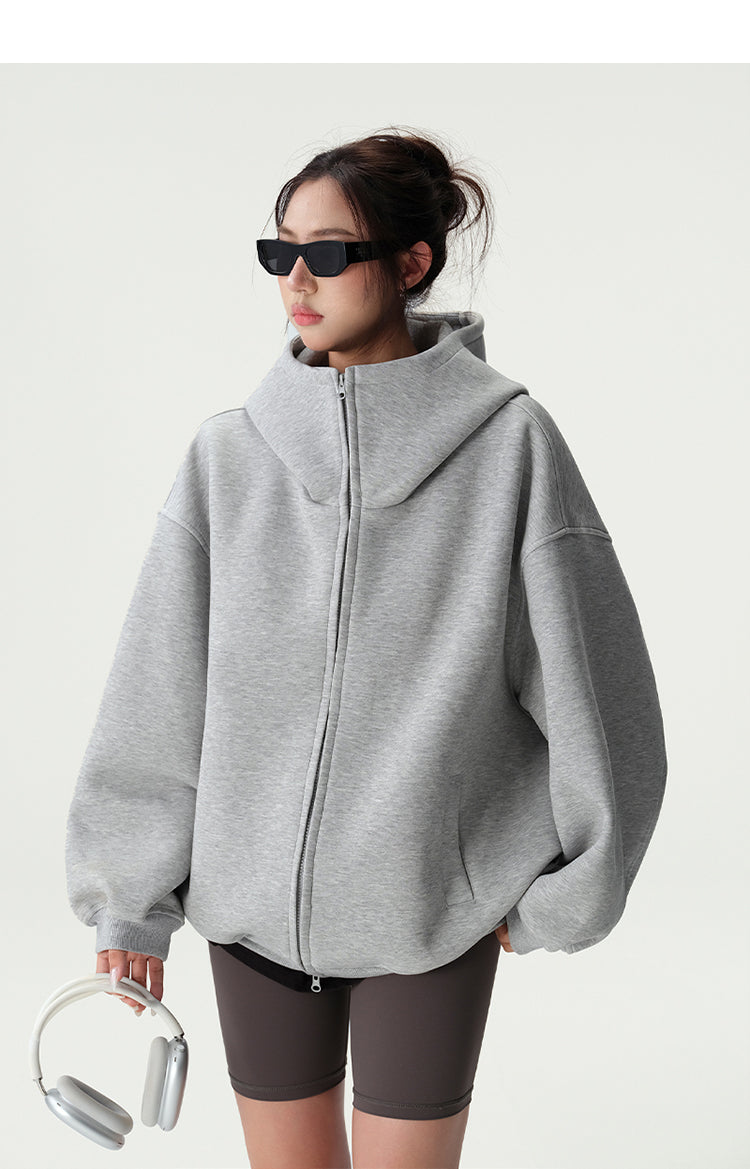 Bluescola 420g Heavyweight Hooded Cardigan Sweatshirt for Women with High-End Feel, Oversized Air Hoodie, Thick Sports Jacket
