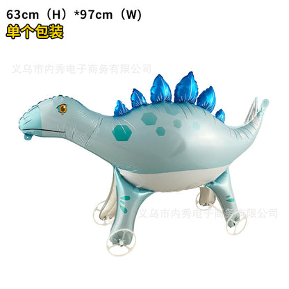 4D Large Wheel Animal Aluminum Foil Balloon 3D Elephant Creative Rolling Balloon Street Stall Toy Party Decoration