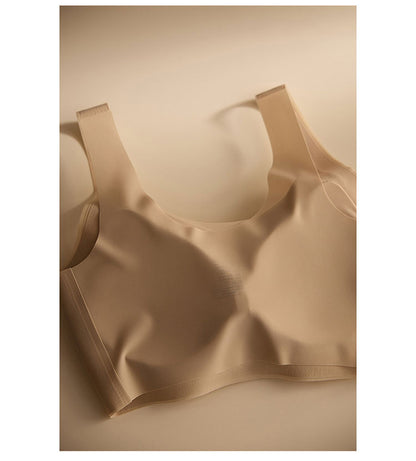 Cerotich Foundation Liquid Underwear Seamless Push-Up Bra for Women Thin Wide Straps Side Breast Collection Jelly Fixed Cup Bra