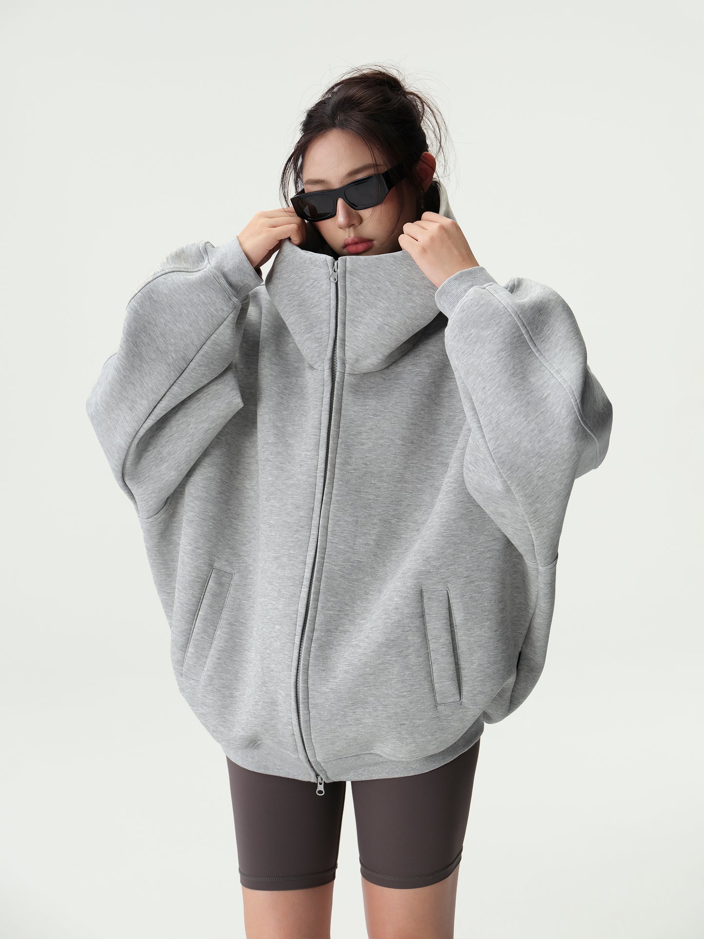 Bluescola 420g Heavyweight Hooded Cardigan Sweatshirt for Women with High-End Feel, Oversized Air Hoodie, Thick Sports Jacket