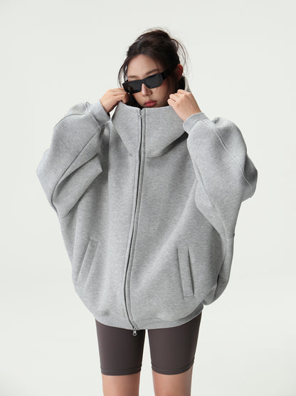 Bluescola 420g Heavyweight Hooded Cardigan Sweatshirt for Women with High-End Feel, Oversized Air Hoodie, Thick Sports Jacket