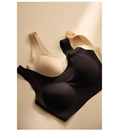 Cerotich Foundation Liquid Underwear Seamless Push-Up Bra for Women Thin Wide Straps Side Breast Collection Jelly Fixed Cup Bra