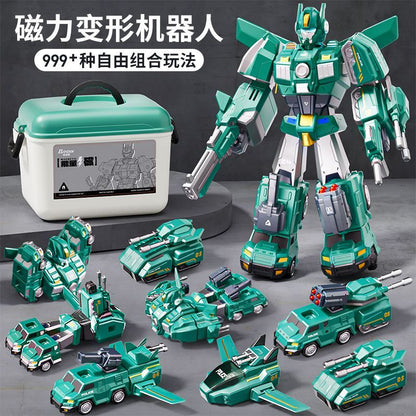 Magnetic Building Blocks Children's Educational Toys Transforming Engineering Vehicle Robot Boys Birthday Gift