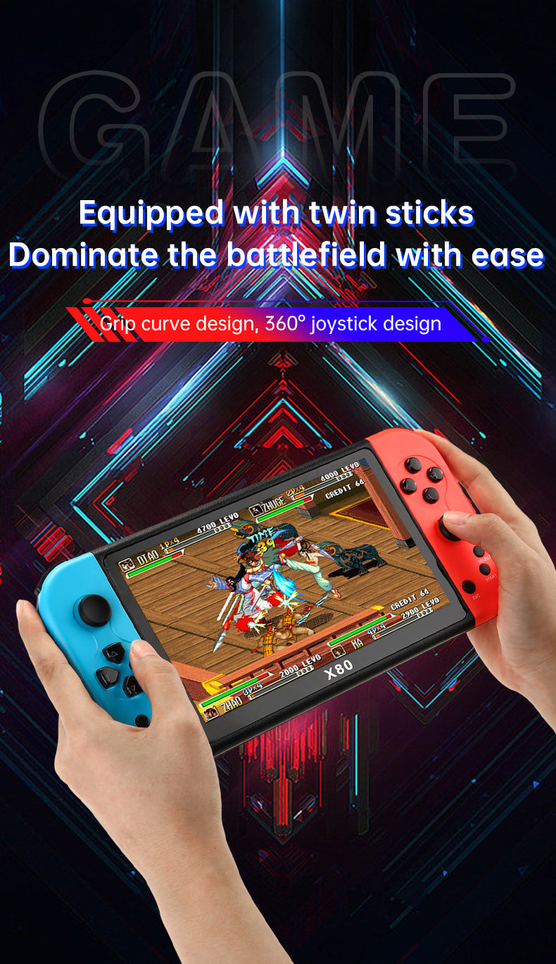 New X80Game Console7Inch PSP Handheld Console High Definition Large Screen with Card Slot GBA Classic Arcade Convenient Handheld Console