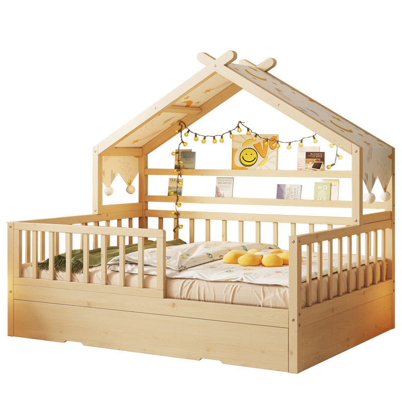 All Solid Wood Tree House Bed Children's Bed Boys Girls Princess Bed Small Bed with Trundle Bed Guardrail Home Baby Single Bed