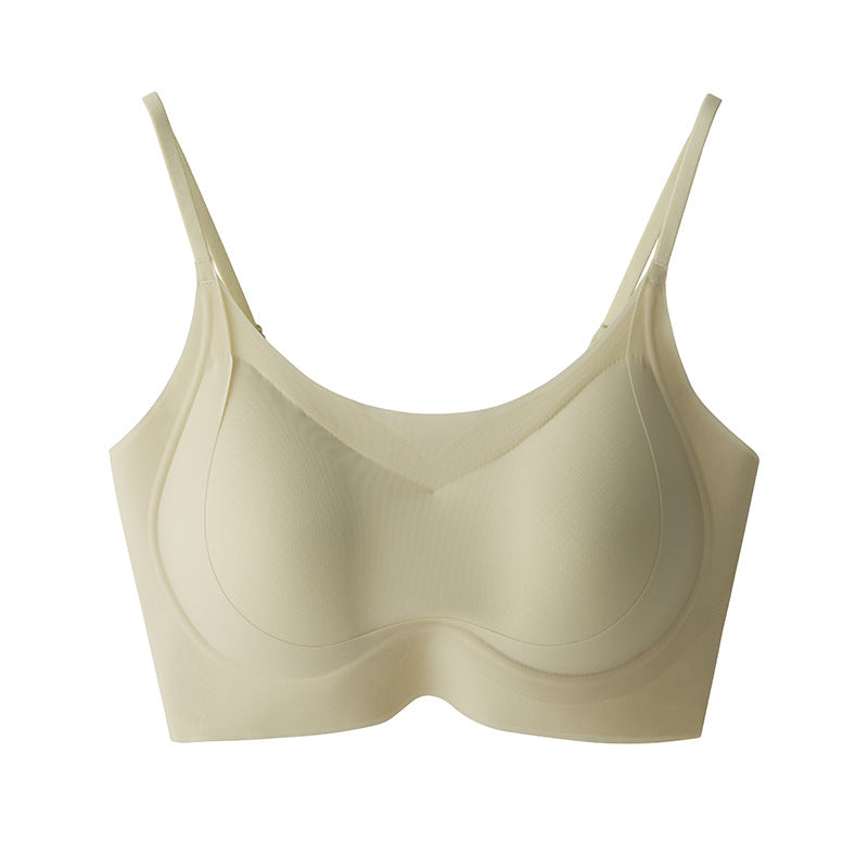Cerotich Foundation Liquid Underwear Seamless Push-Up Bra for Women Thin Wide Straps Side Breast Collection Jelly Fixed Cup Bra