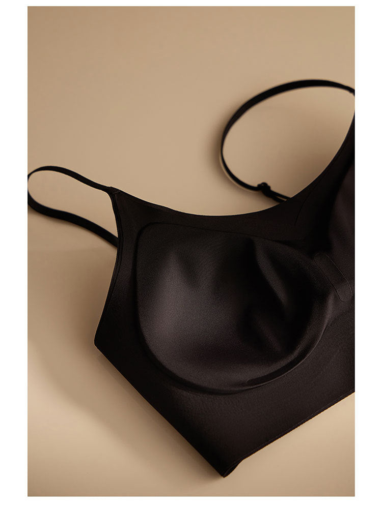 Cerotich Foundation Liquid Underwear Seamless Push-Up Bra for Women Thin Wide Straps Side Breast Collection Jelly Fixed Cup Bra