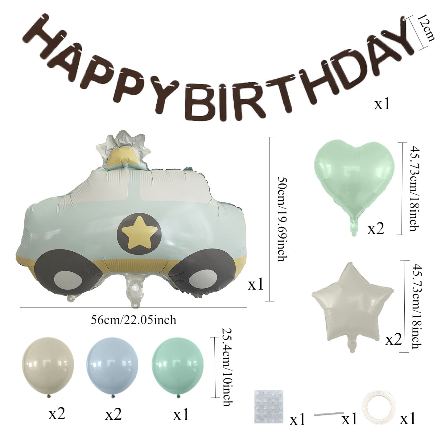 Matte Birthday Balloon Set with Banner Decoration Party Setup Baby Shower Bear Airplane Rainbow Matte Balloons
