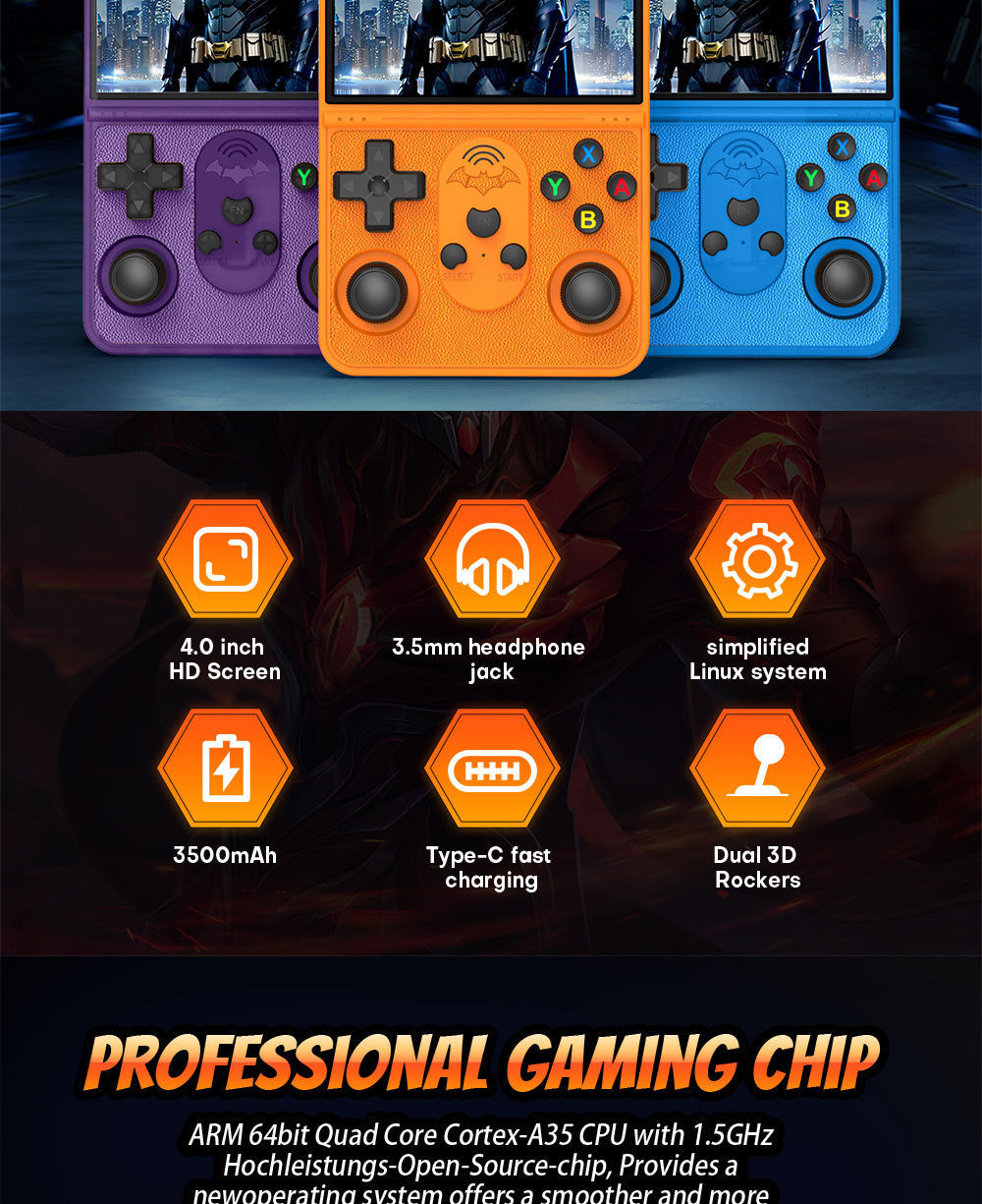 Cross-Border S600Handheld Game Console Retro3D Retro Arcade All-in-One Portable Open Source Game Console God of War