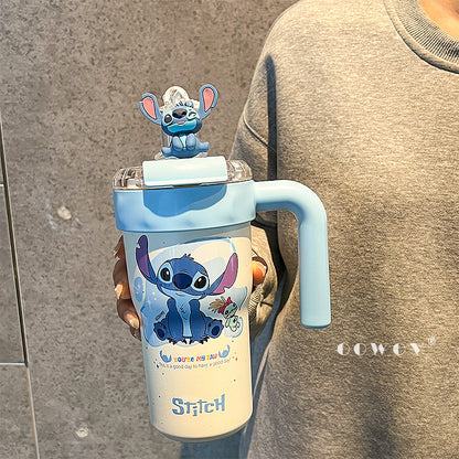 Stitch Insulated Cup with Straw, Ice Cup, Coffee Milk Large Capacity, High Aesthetic Portable Office Car Cup