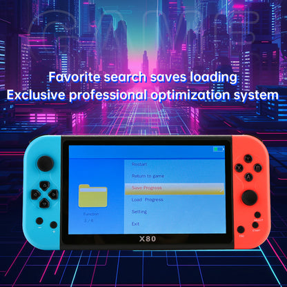 New X80Game Console7Inch PSP Handheld Console High Definition Large Screen with Card Slot GBA Classic Arcade Convenient Handheld Console