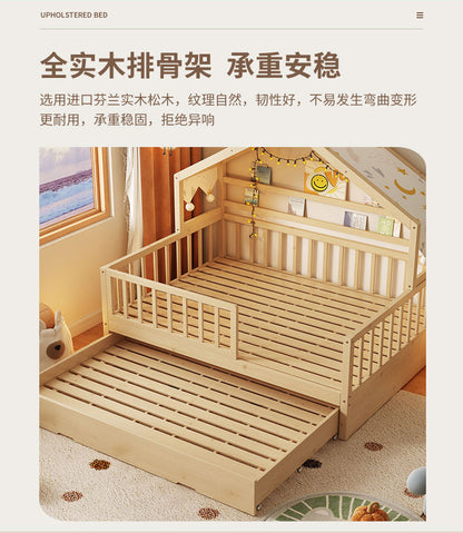 All Solid Wood Tree House Bed Children's Bed Boys Girls Princess Bed Small Bed with Trundle Bed Guardrail Home Baby Single Bed