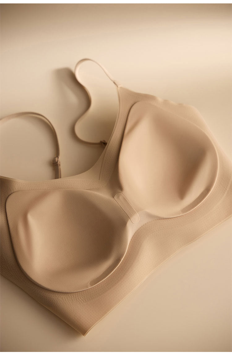 Cerotich Foundation Liquid Underwear Seamless Push-Up Bra for Women Thin Wide Straps Side Breast Collection Jelly Fixed Cup Bra