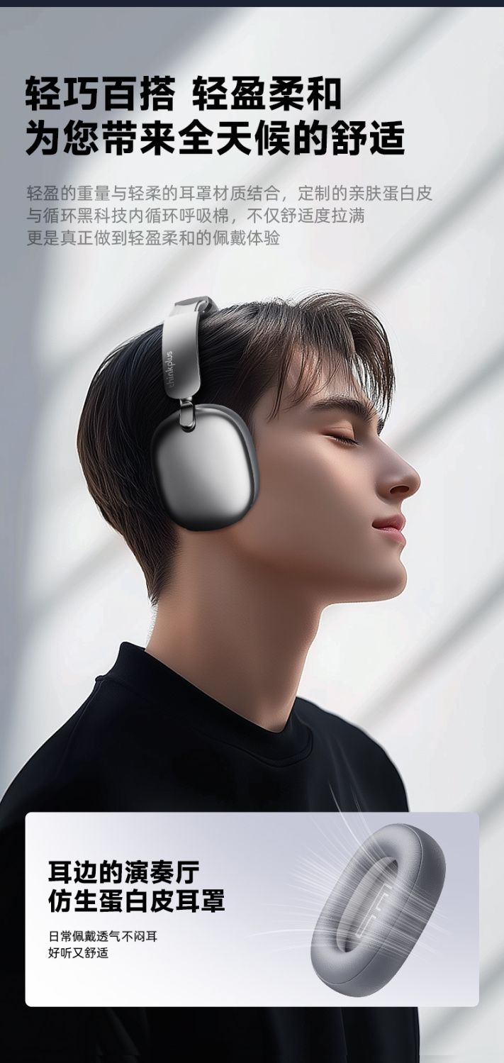 Lenovo TH60Bluetooth Headset Active Noise Cancelling High-Quality Sound Gaming Positioning Long Battery Life Computer Headset for Men