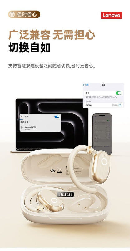 Lenovo Bone Conduction Bluetooth Earphones2025New ear-hook style high-quality long-lasting sports running EA366