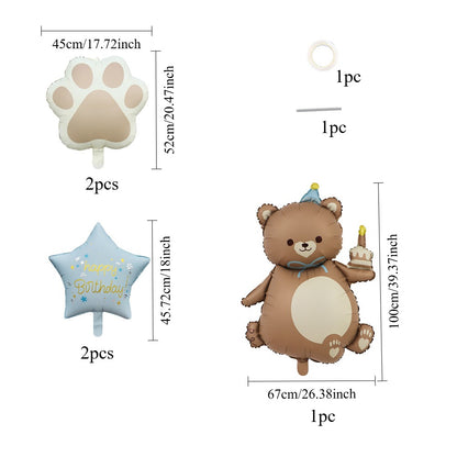 Cross-Border Matte Magic Cake Bear Aluminum Foil Balloon Set Children's Birthday Balloon Party Decoration Scene Setup