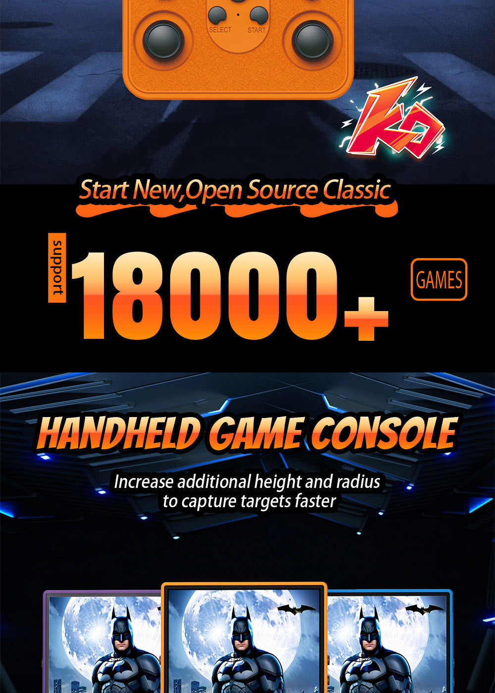 Cross-Border S600Handheld Game Console Retro3D Retro Arcade All-in-One Portable Open Source Game Console God of War
