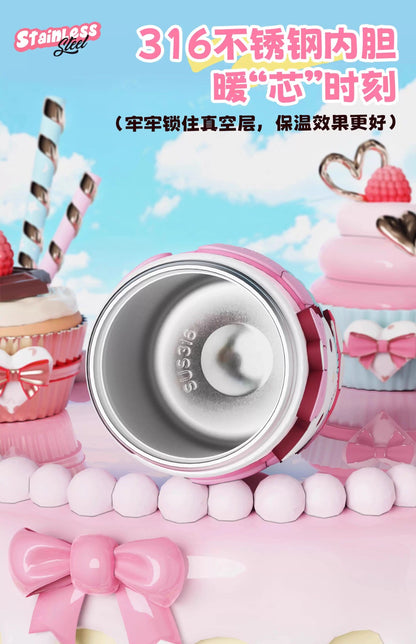 Aikes Sanrio Insulated Cup Kuromi Large Capacity Water Bottle Portable Straw Cup High-Value Gift for Girls