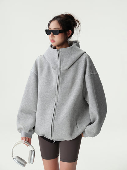 Bluescola 420g Heavyweight Hooded Cardigan Sweatshirt for Women with High-End Feel, Oversized Air Hoodie, Thick Sports Jacket
