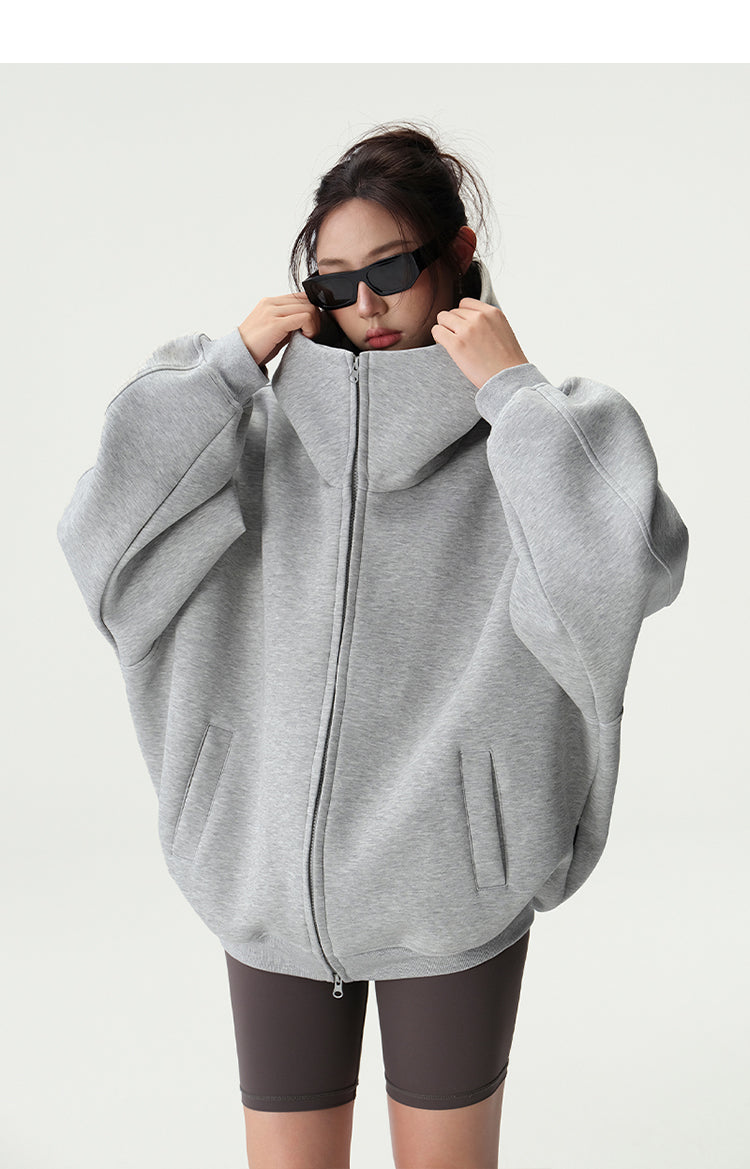 Bluescola 420g Heavyweight Hooded Cardigan Sweatshirt for Women with High-End Feel, Oversized Air Hoodie, Thick Sports Jacket
