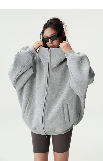 Bluescola 420g Heavyweight Hooded Cardigan Sweatshirt for Women with High-End Feel, Oversized Air Hoodie, Thick Sports Jacket
