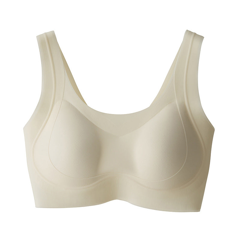 Cerotich Foundation Liquid Underwear Seamless Push-Up Bra for Women Thin Wide Straps Side Breast Collection Jelly Fixed Cup Bra