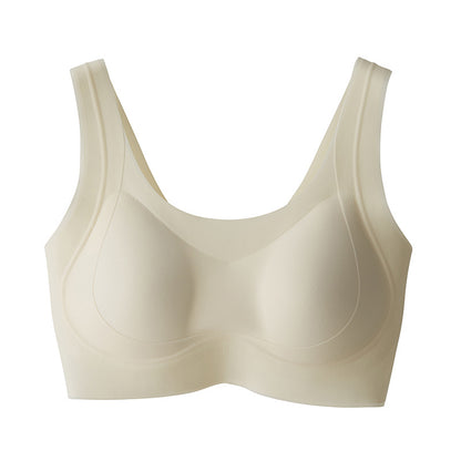 Cerotich Foundation Liquid Underwear Seamless Push-Up Bra for Women Thin Wide Straps Side Breast Collection Jelly Fixed Cup Bra
