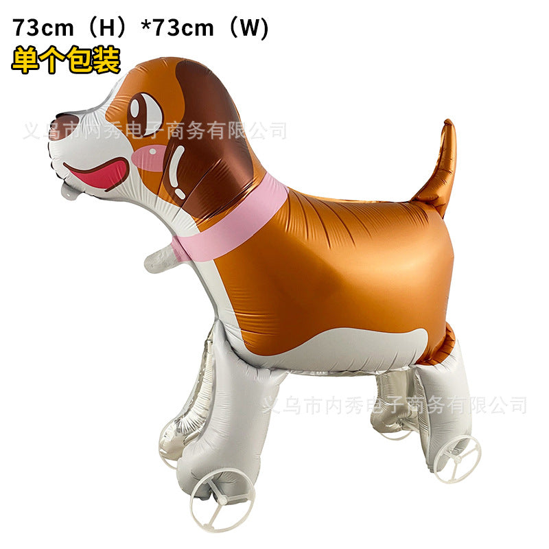 4D Large Wheel Animal Aluminum Foil Balloon 3D Elephant Creative Rolling Balloon Street Stall Toy Party Decoration