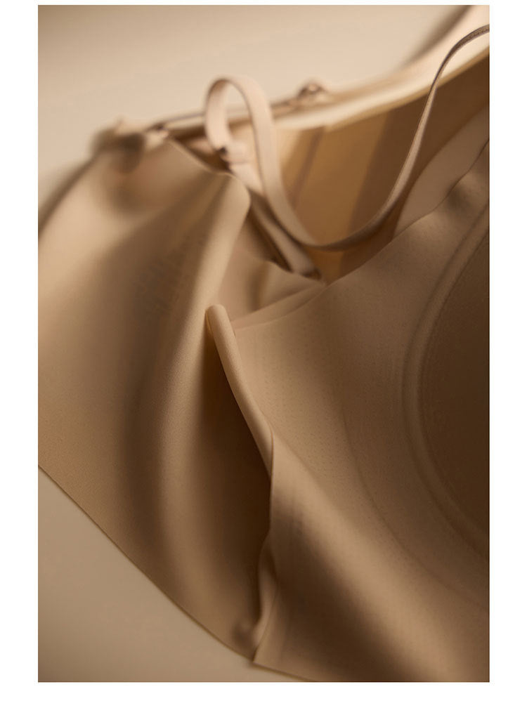 Cerotich Foundation Liquid Underwear Seamless Push-Up Bra for Women Thin Wide Straps Side Breast Collection Jelly Fixed Cup Bra