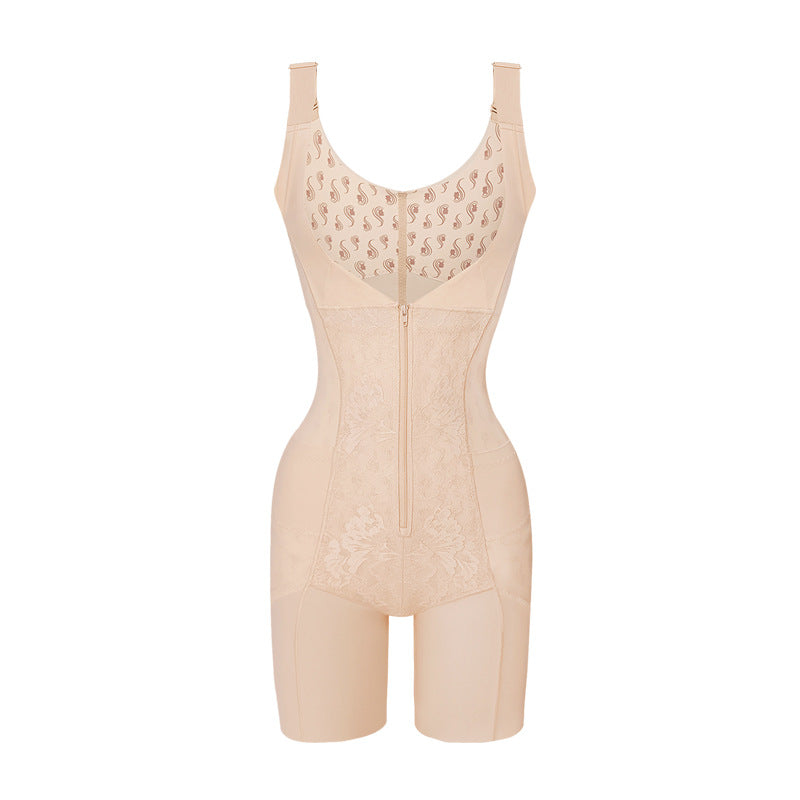 Live Streaming Hot Item Butt-Lifting Seamless Shaping Bodysuit Nylon Push-Up Chest Support Tummy Control Zipper Body Shaper