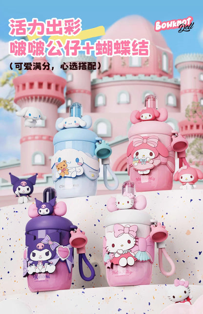 Aikes Sanrio Insulated Cup Kuromi Large Capacity Water Bottle Portable Straw Cup High-Value Gift for Girls