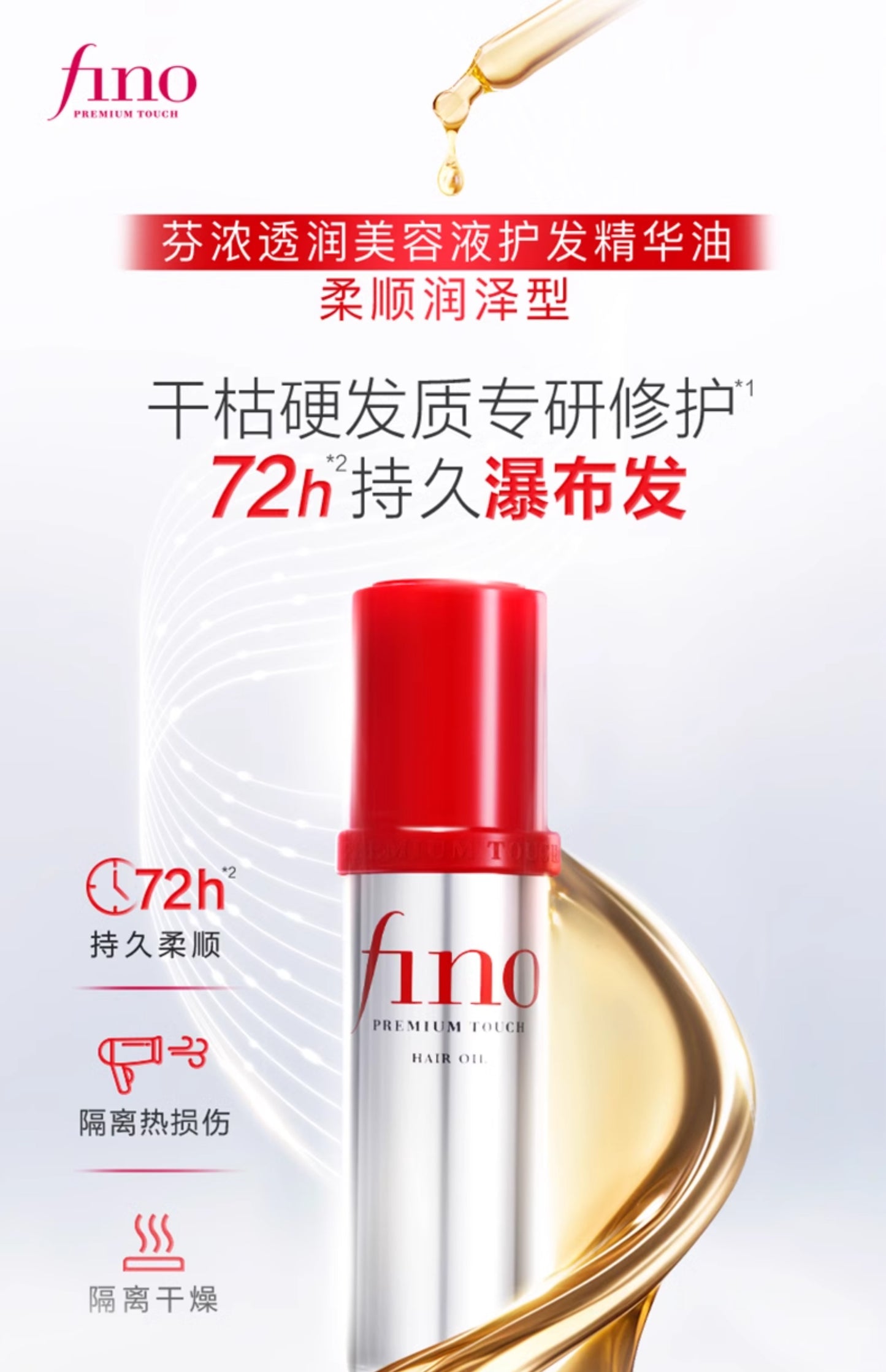 【Ding Yuxi Same Style】Fennong FINO Translucent Beauty Serum Hair Care Essence Oil Repair Moisturizing Hair Strands70ml*2
