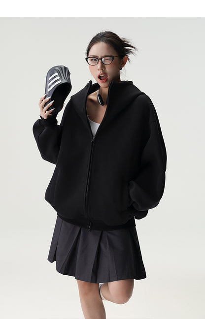 Bluescola 420g Heavyweight Hooded Cardigan Sweatshirt for Women with High-End Feel, Oversized Air Hoodie, Thick Sports Jacket