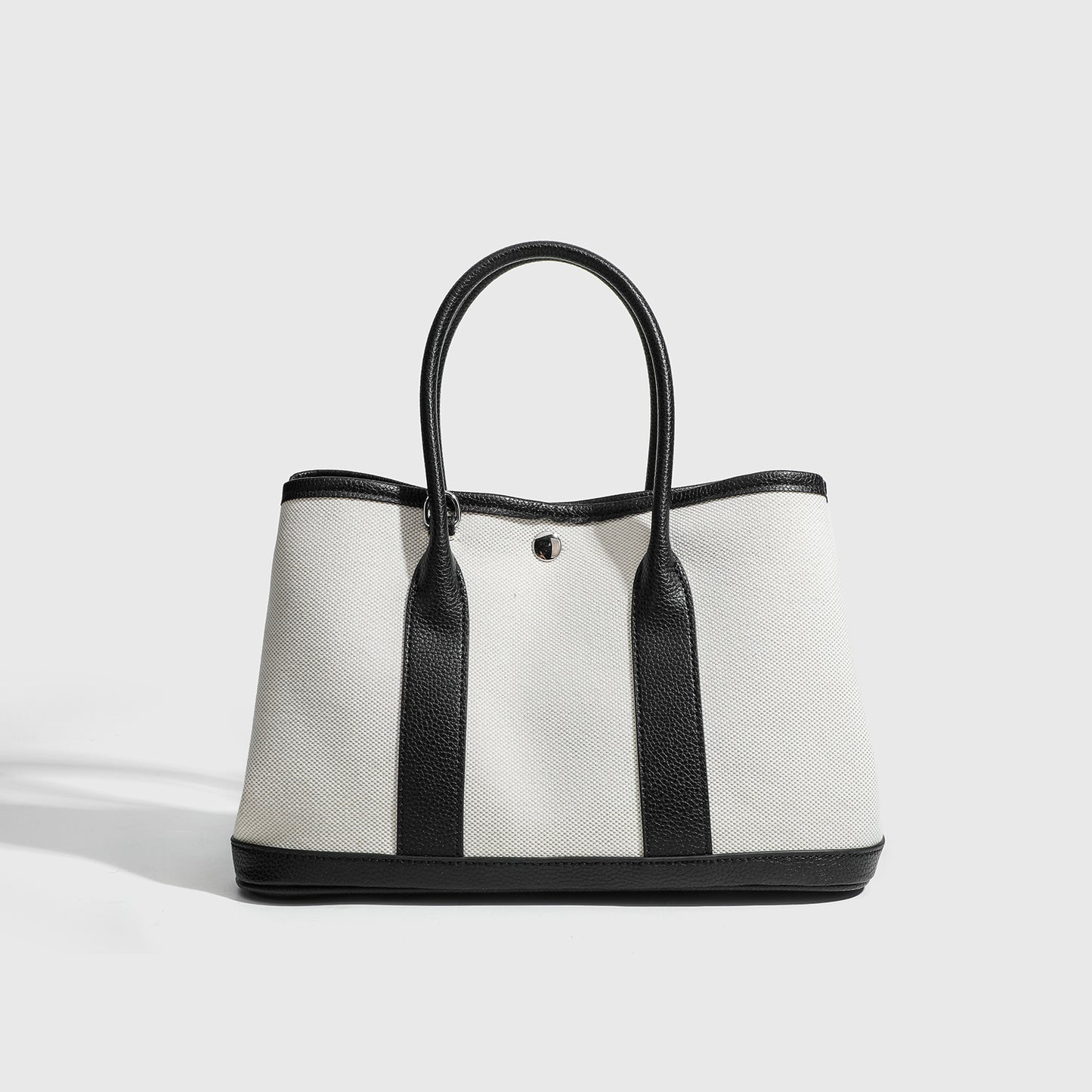 Canvas with Cowhide Garden Bag Large Capacity Genuine Leather Contrast Color Handbag for Women2025New Single Shoulder Crossbody Tote Bag