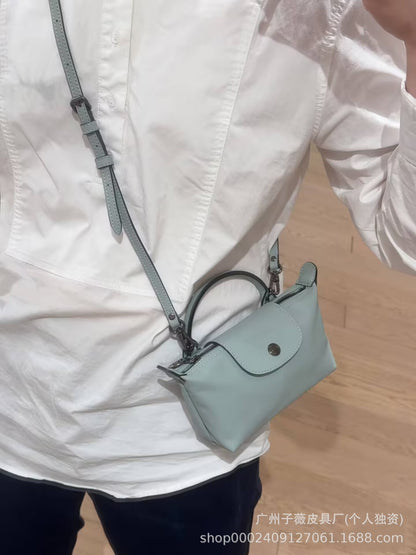 New Longchamp Xtra Mini Dumpling Bag Cowhide Shoulder Crossbody Bag Women's Bag mini Handheld Crossbody Dumpling Bag