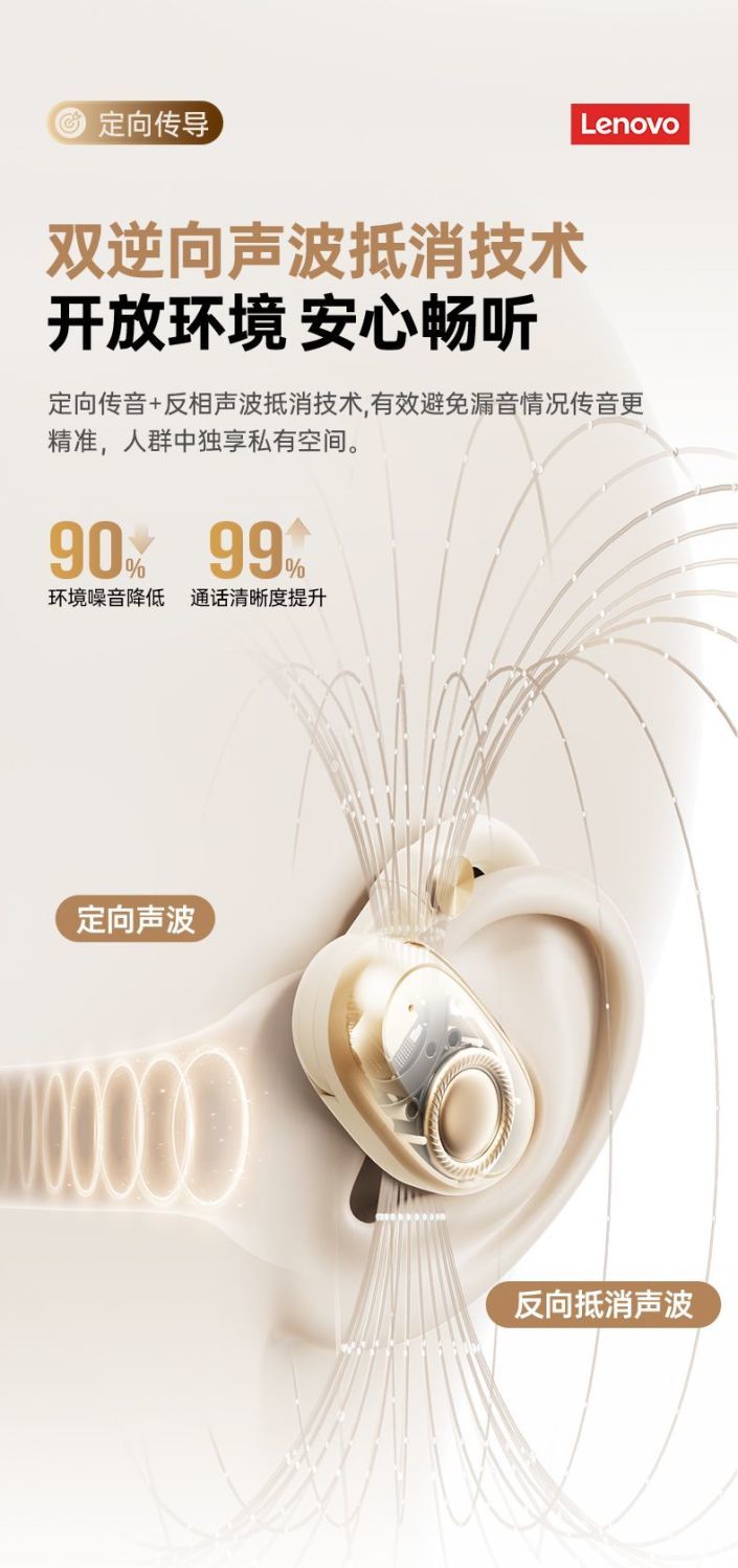 Lenovo Bone Conduction Bluetooth Earphones2025New ear-hook style high-quality long-lasting sports running EA366