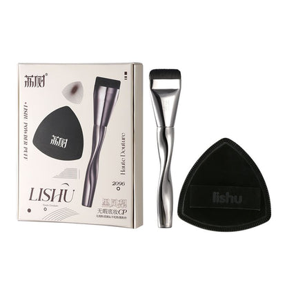Lishu Black Pineapple Flat Brush for Makeup Base CP Set of Brush Puff Cushion Ultra Soft Non-Absorbing Foundation Liquid Dual-Use for Dry and Wet Students
