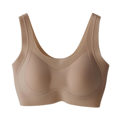 Cerotich Foundation Liquid Underwear Seamless Push-Up Bra for Women Thin Wide Straps Side Breast Collection Jelly Fixed Cup Bra