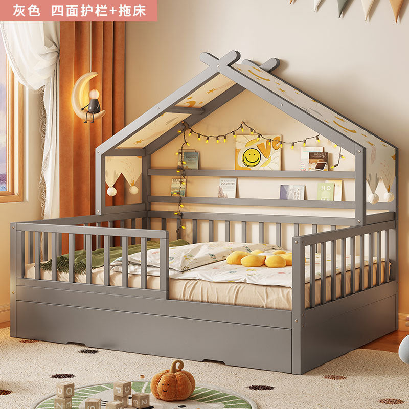 All Solid Wood Tree House Bed Children's Bed Boys Girls Princess Bed Small Bed with Trundle Bed Guardrail Home Baby Single Bed