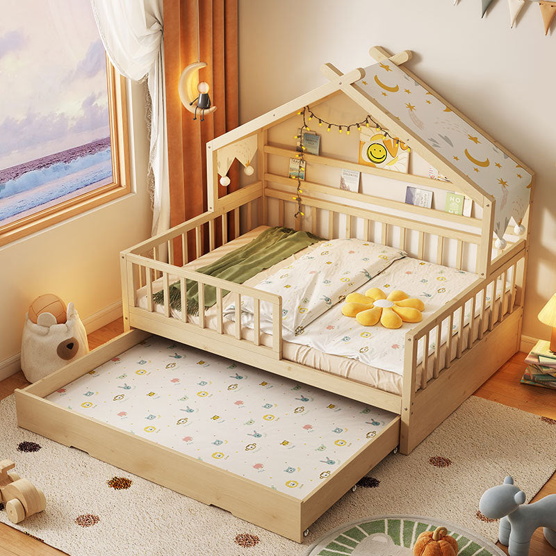All Solid Wood Tree House Bed Children's Bed Boys Girls Princess Bed Small Bed with Trundle Bed Guardrail Home Baby Single Bed