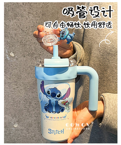 Stitch Insulated Cup with Straw, Ice Cup, Coffee Milk Large Capacity, High Aesthetic Portable Office Car Cup